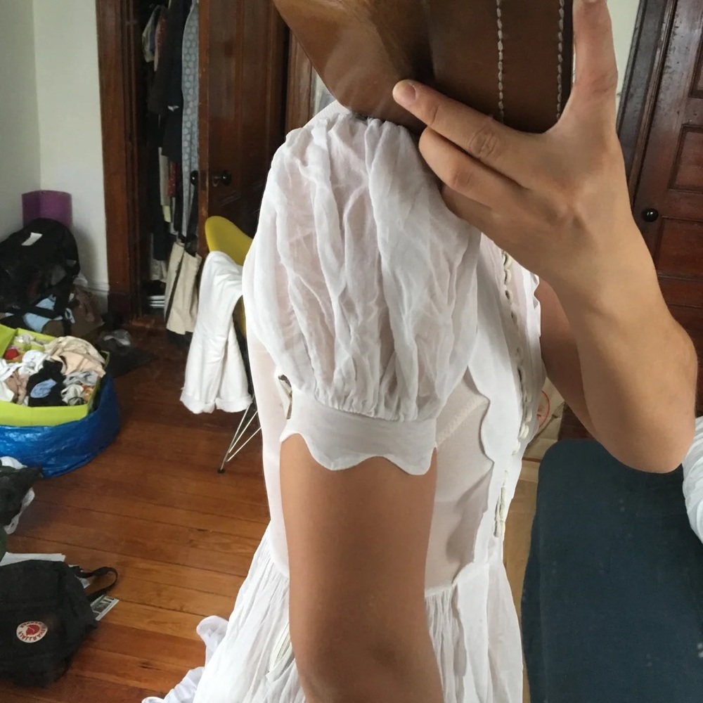 1930s Wedding Dress with Train Petite XS Chiffon Sheer - Picture 10 of 12